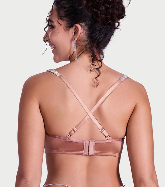Sparkle Strap Satin Push-Up Bra