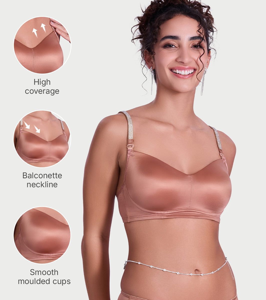 Sparkle Strap Satin Push-Up Bra