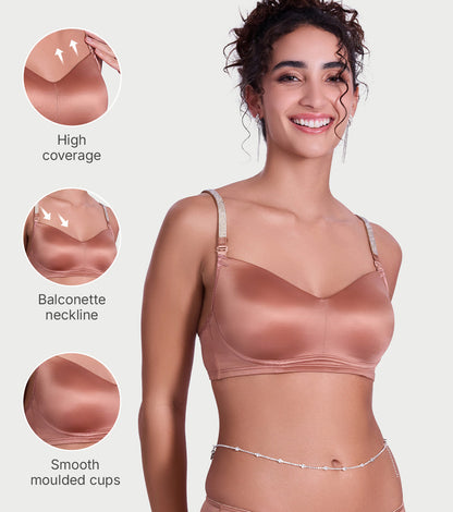 Sparkle Strap Satin Push-Up Bra