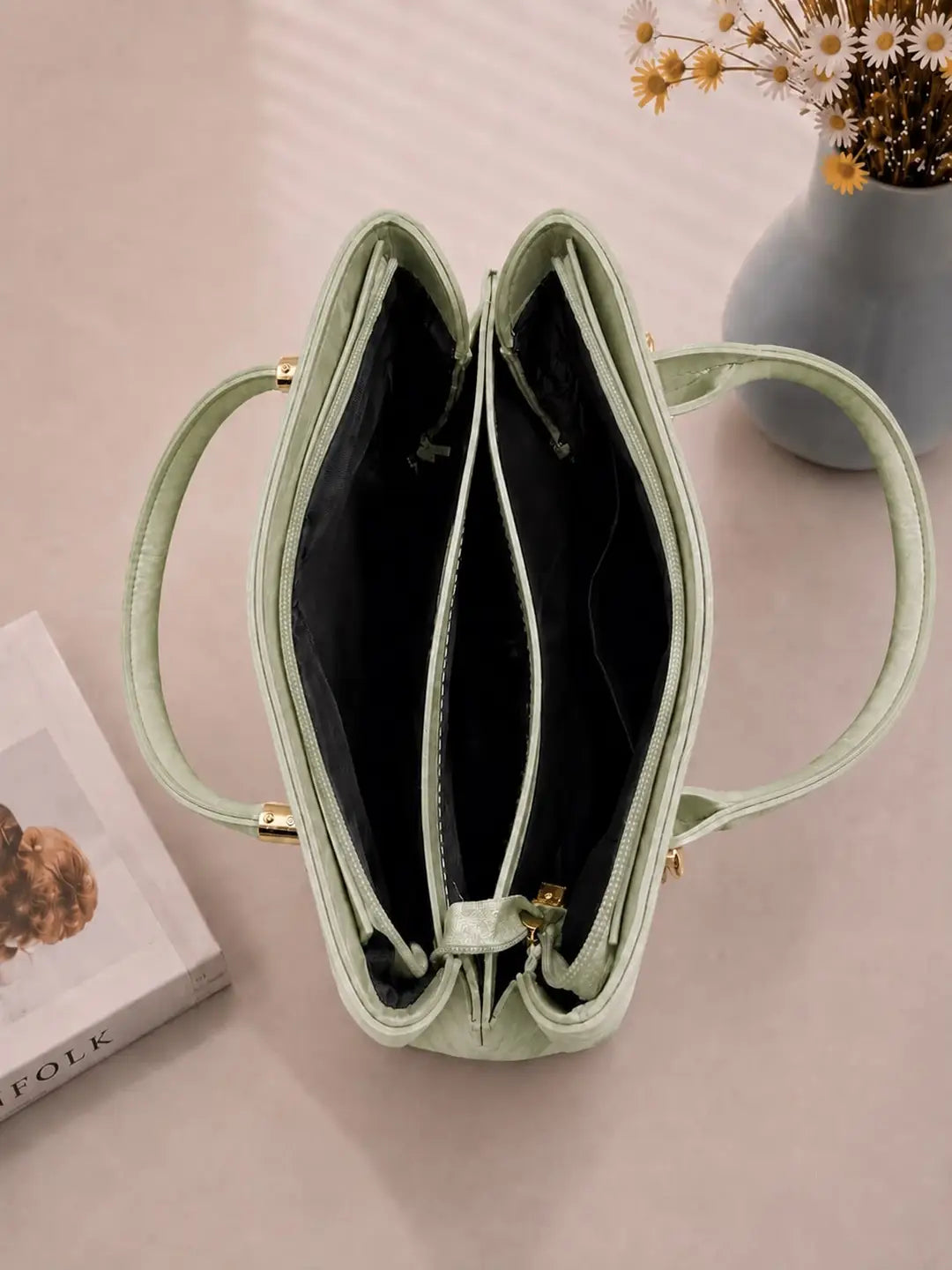 Elegant Marble Top-Handle Handbag