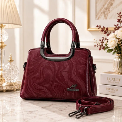 Kangaroo Kingdom Elegant Textured Leather Handbag & Shoulder Bag for Women