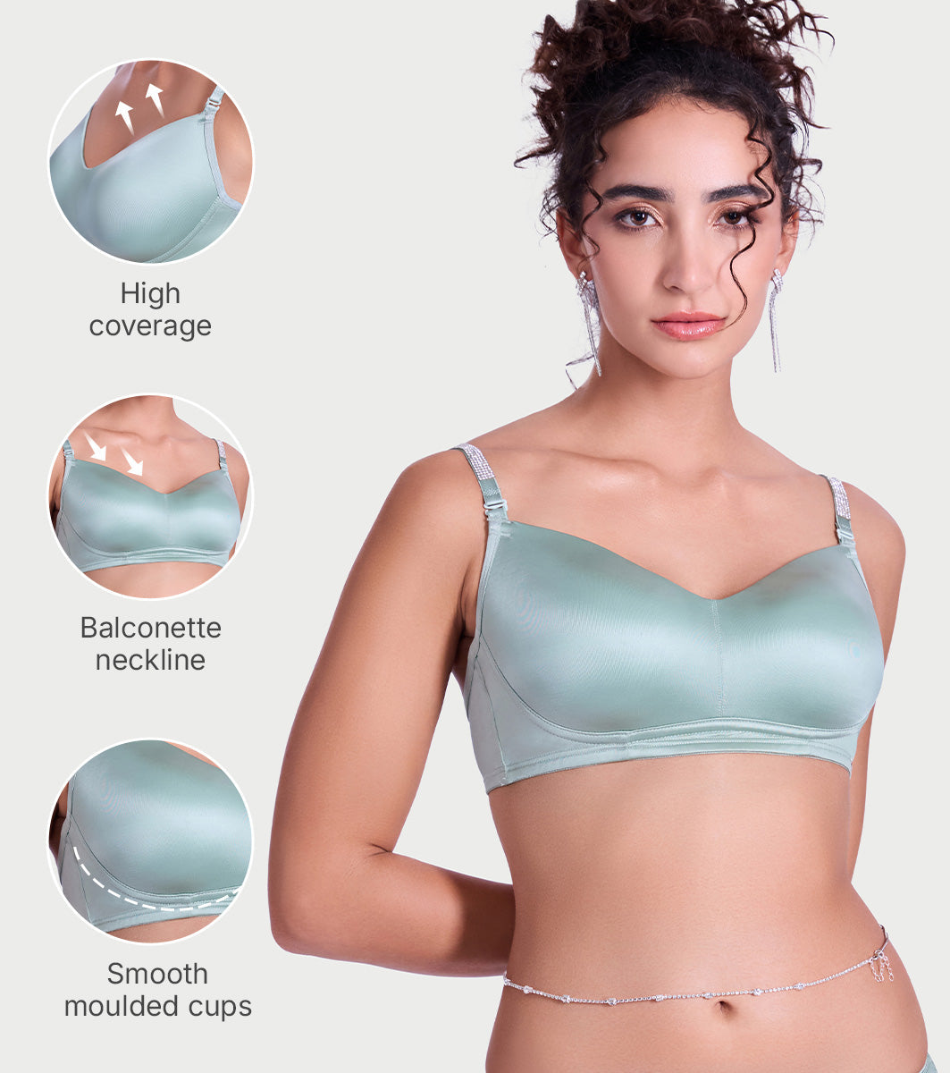Sparkle Strap Satin Push-Up Bra