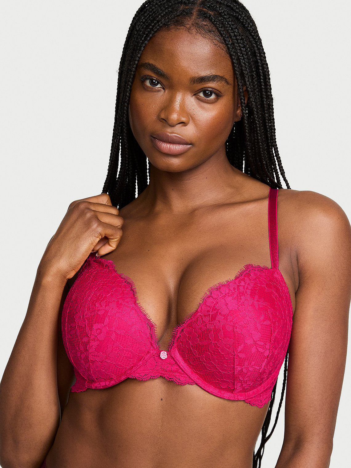 Elegant Eyelash Lace Plunge Bra