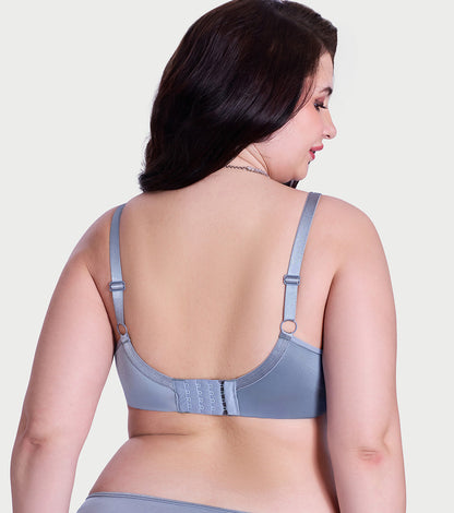 Smooth Satin Comfort T-Shirt Bra with Lace Mesh Insets