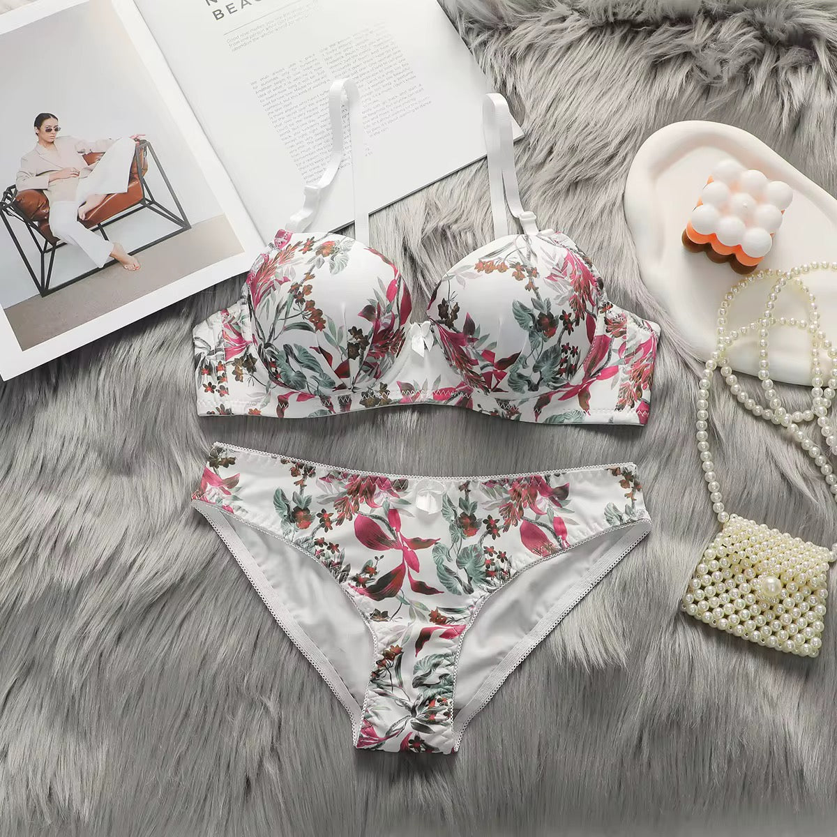 Tropical Bloom Floral Lingerie Set