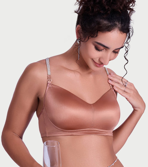 Sparkle Strap Satin Push-Up Bra