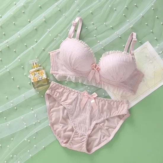 Ruched Frill Bra & Panty Set
