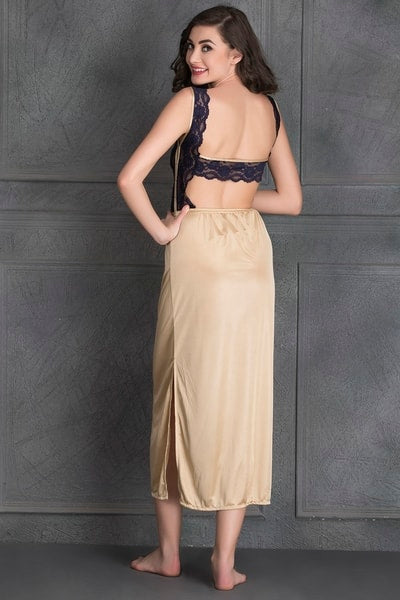 7 Pc Nightwear Set in Skin- Satin