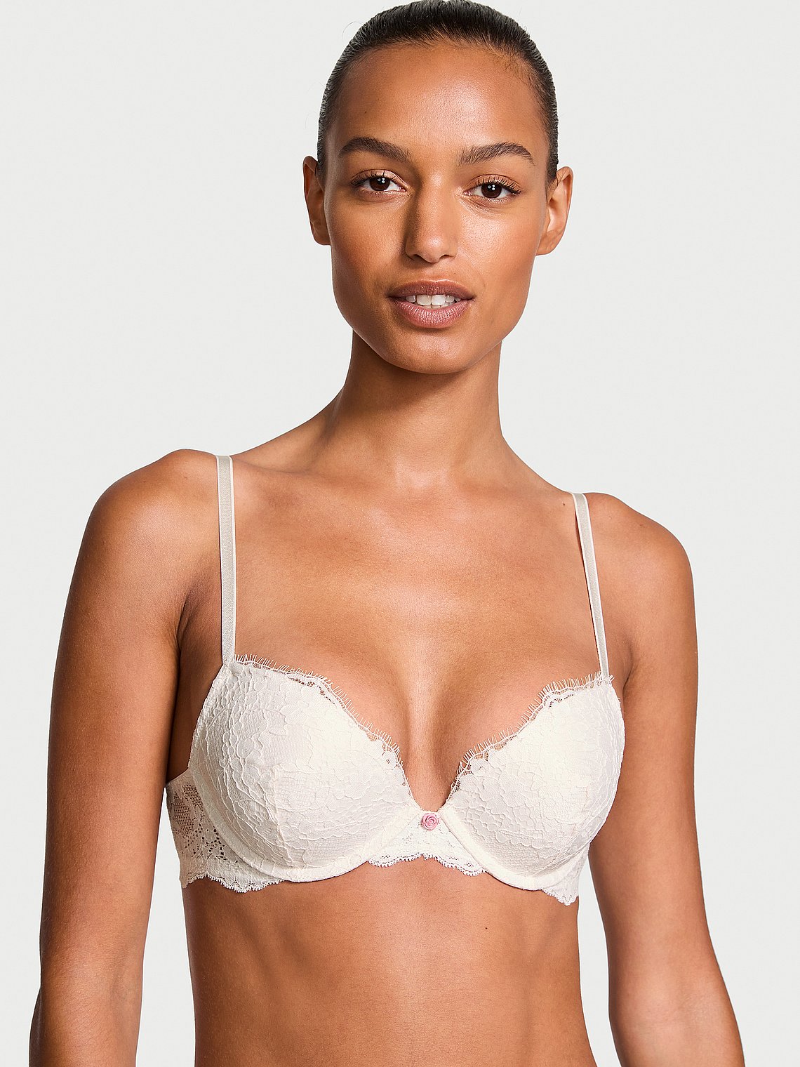 Elegant Eyelash Lace Plunge Bra