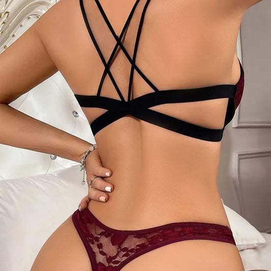 Front-Closure Floral Lace Bra & Panty Set