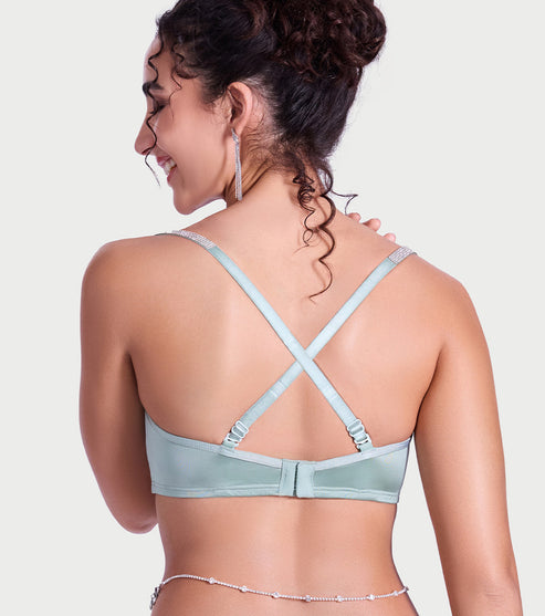 Sparkle Strap Satin Push-Up Bra