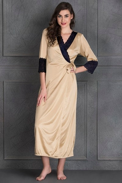 7 Pc Nightwear Set in Skin- Satin