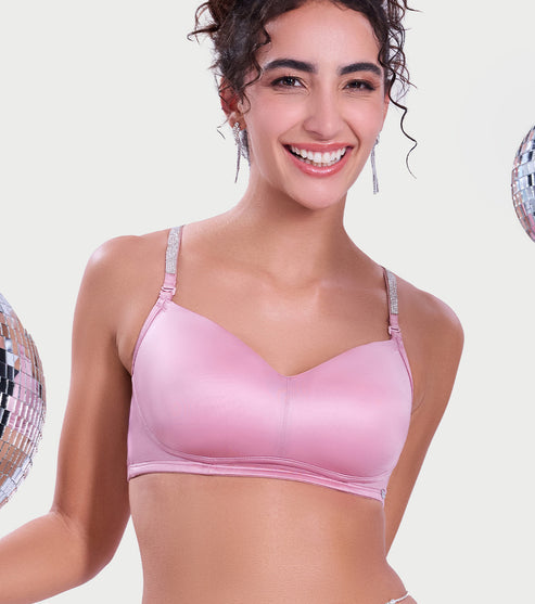 Sparkle Strap Satin Push-Up Bra