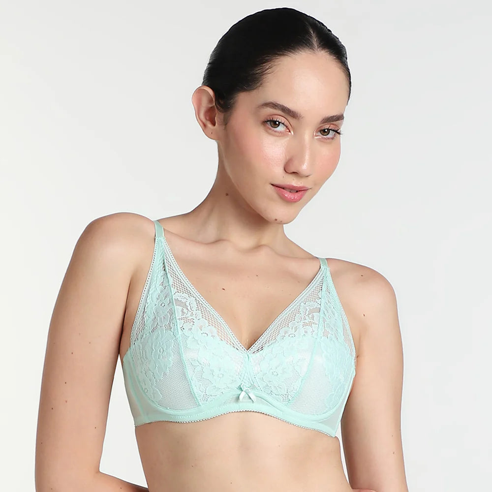 Mint Breeze Full-Coverage Lace Bra