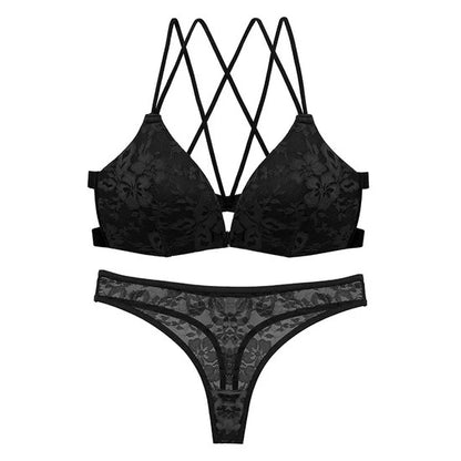 Front-Closure Floral Lace Bra & Panty Set
