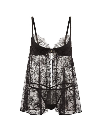 Midnight Romance Lace Babydoll & Panty Set