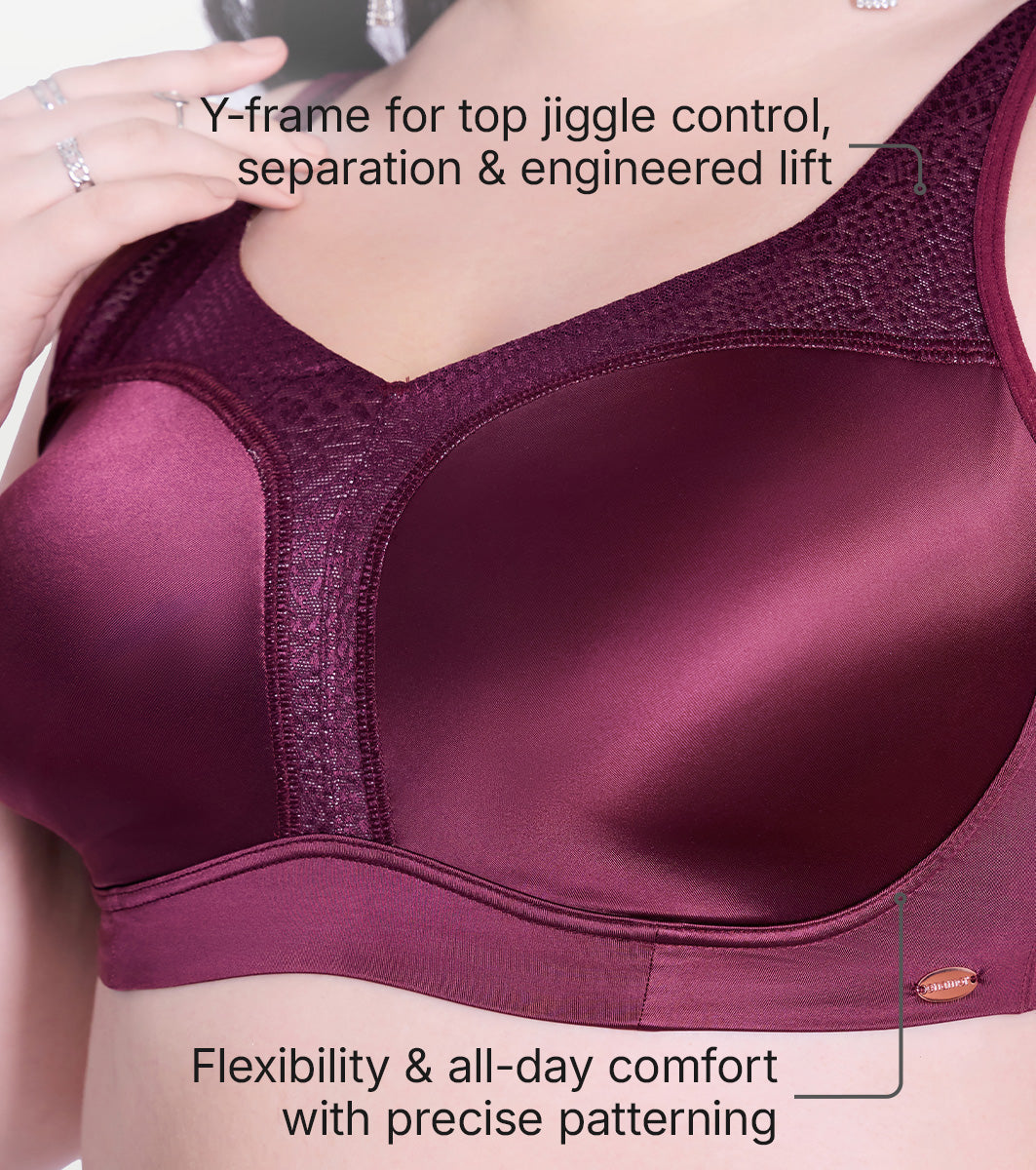 Smooth Satin Comfort T-Shirt Bra with Lace Mesh Insets