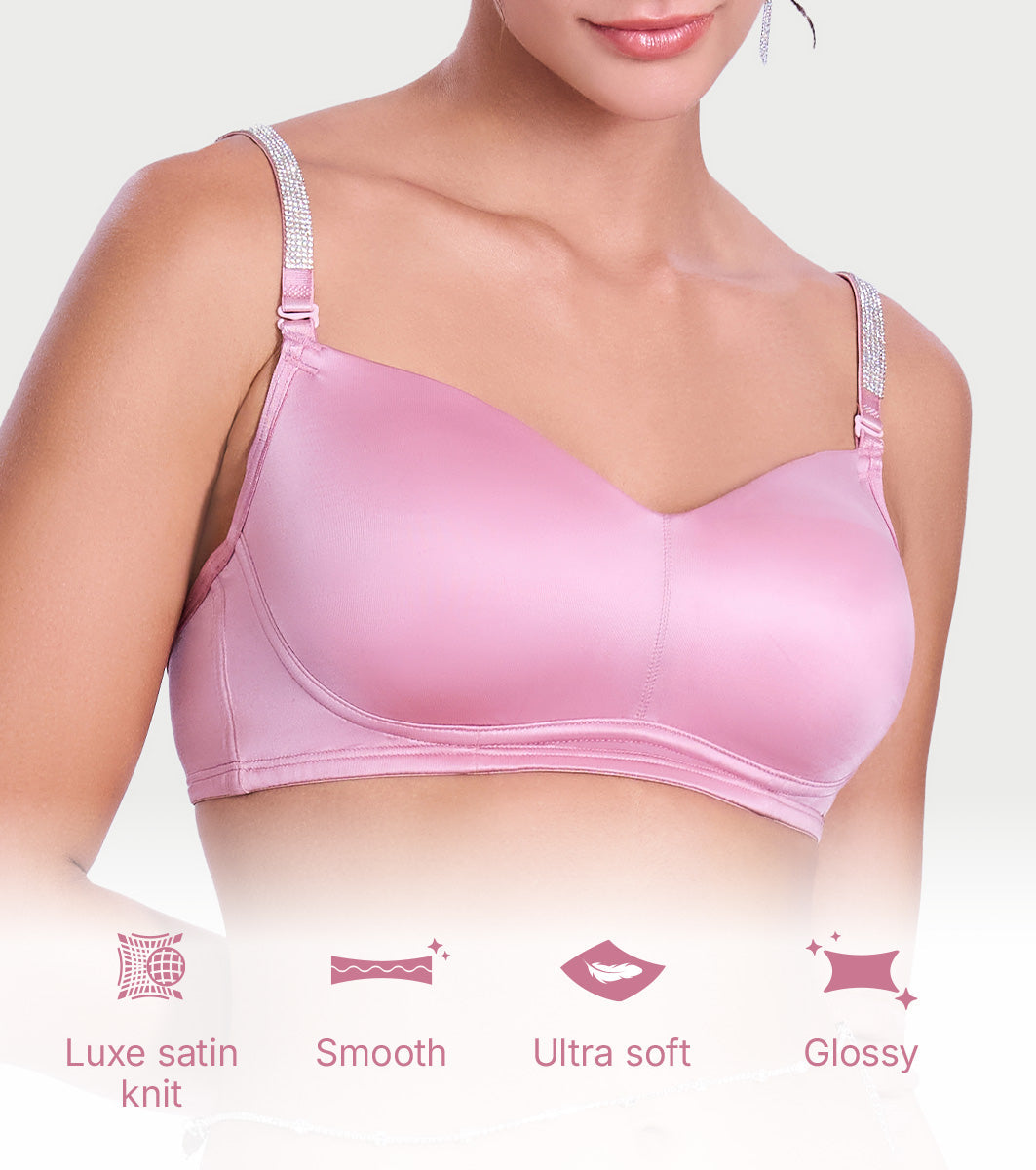 Sparkle Strap Satin Push-Up Bra