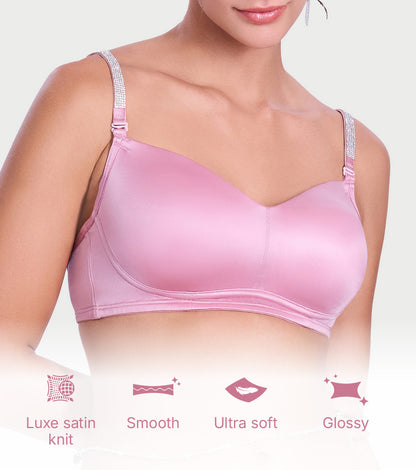 Sparkle Strap Satin Push-Up Bra