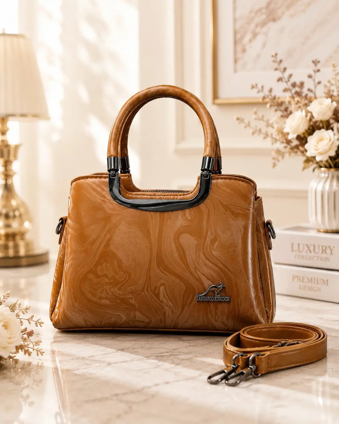 Kangaroo Kingdom Elegant Textured Leather Handbag & Shoulder Bag for Women