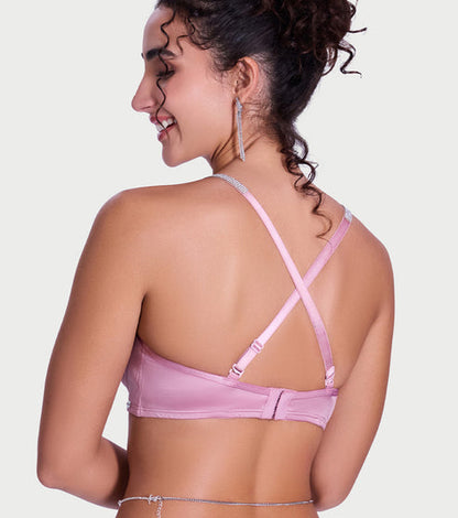 Sparkle Strap Satin Push-Up Bra
