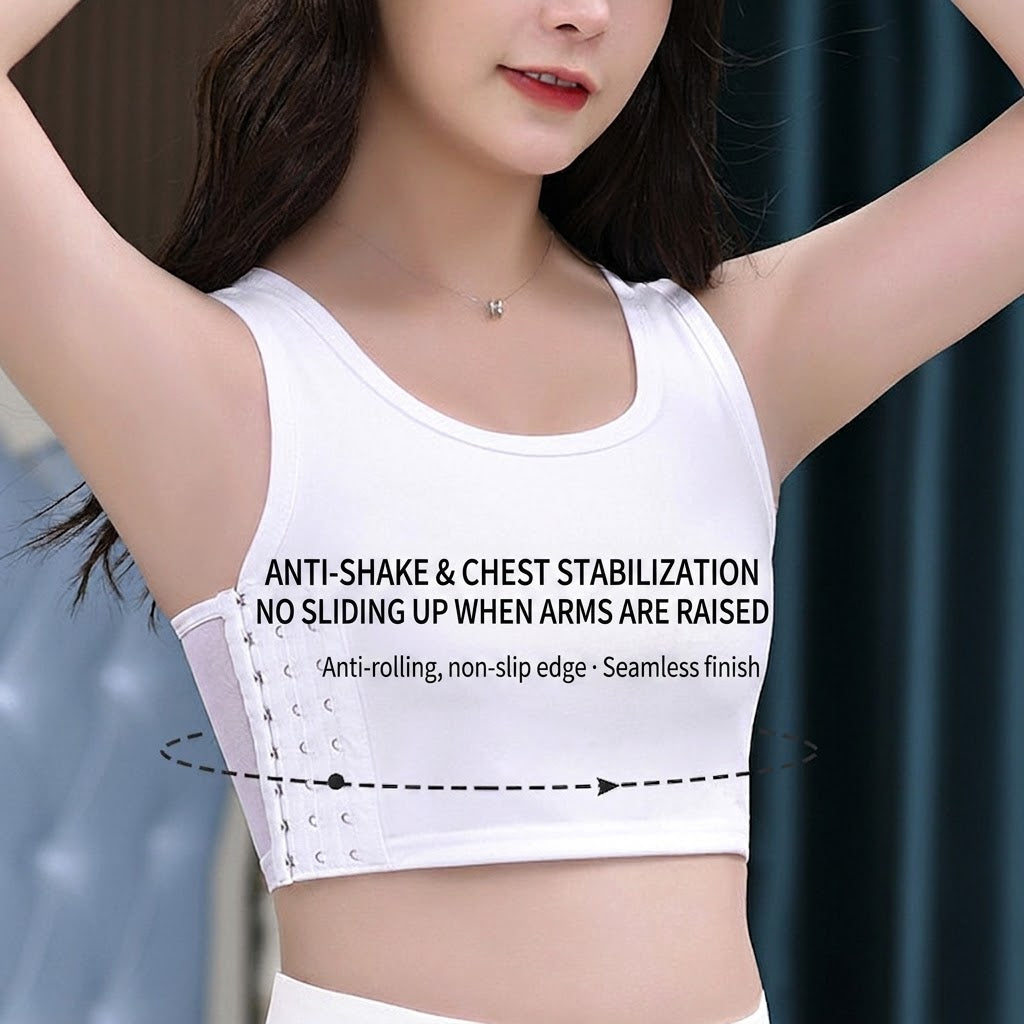 Seamless Adjustable Side Hook Chest Binder Bra (chyham9765)