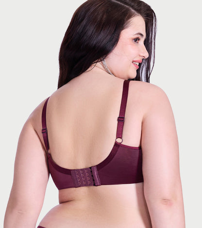 Smooth Satin Comfort T-Shirt Bra with Lace Mesh Insets