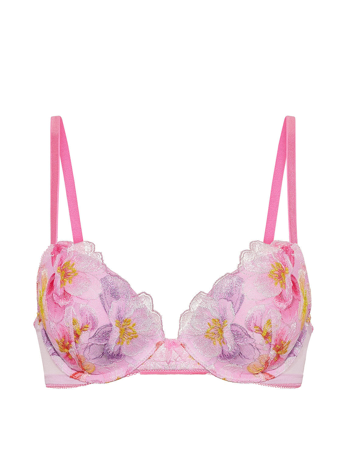 Watercolor Embroidery Push-Up Bra