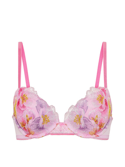 Watercolor Embroidery Push-Up Bra