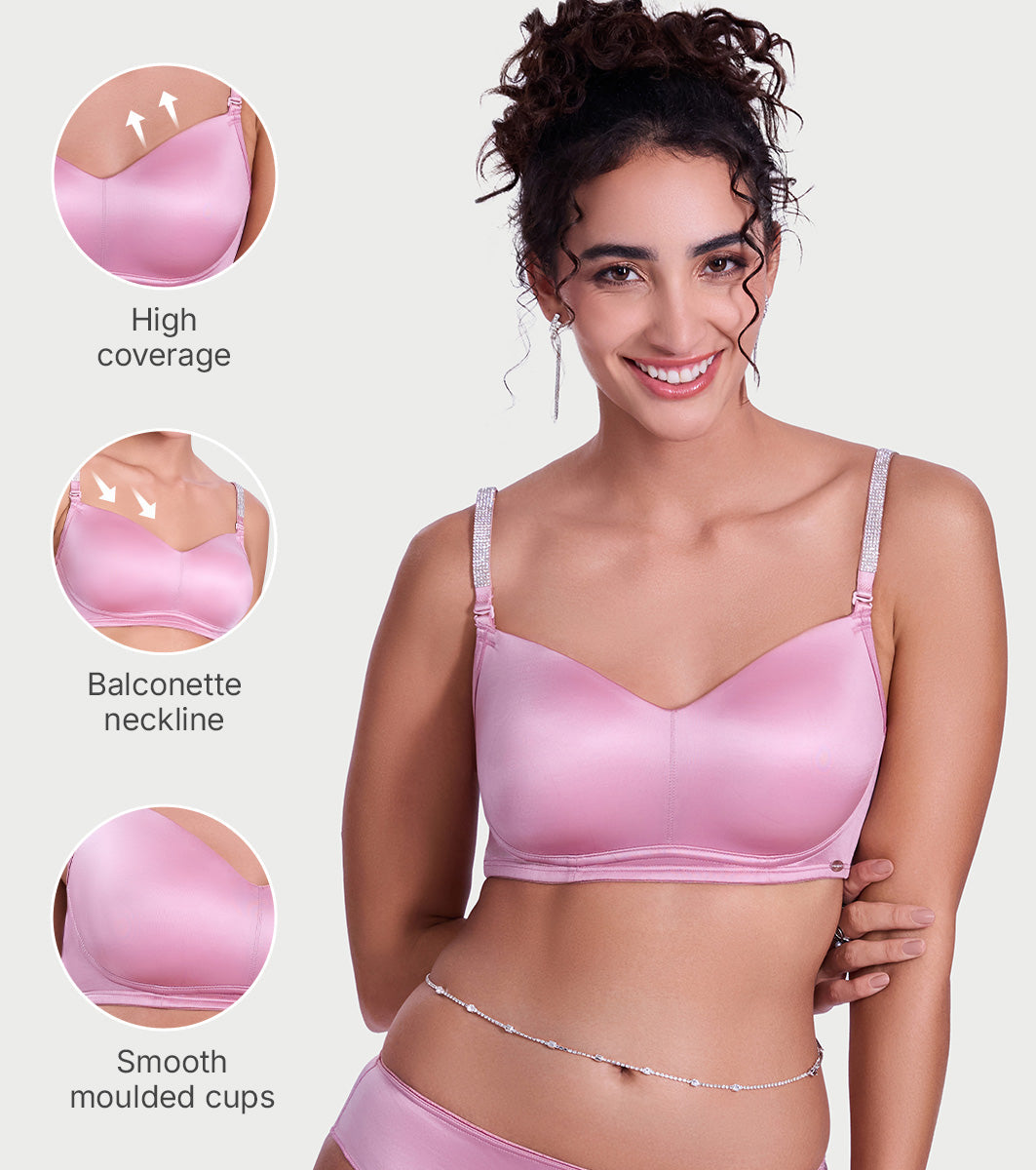 Sparkle Strap Satin Push-Up Bra