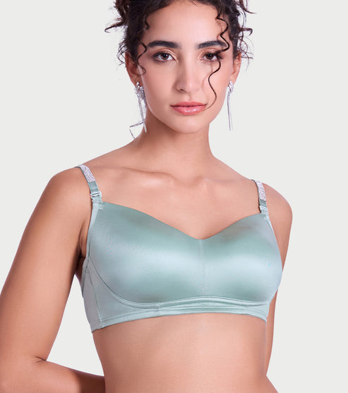 Sparkle Strap Satin Push-Up Bra