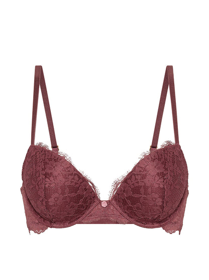 Elegant Eyelash Lace Plunge Bra