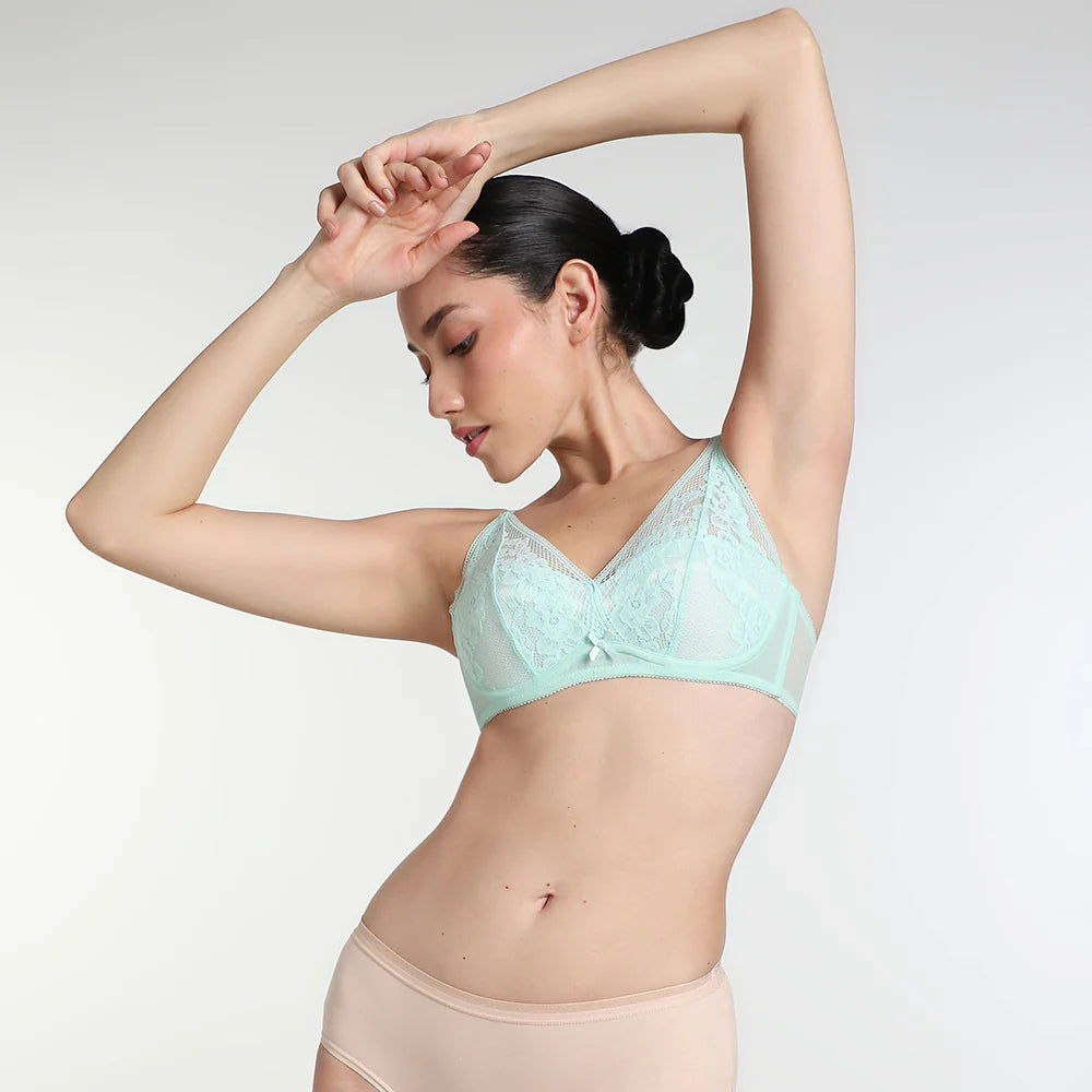 Mint Breeze Full-Coverage Lace Bra