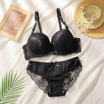 Lime Watch Elegant Lace Lingerie Set – Luxurious Floral Underwired Bra & Panty Set