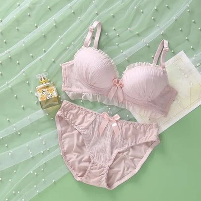 Ruched Frill Bra & Panty Set