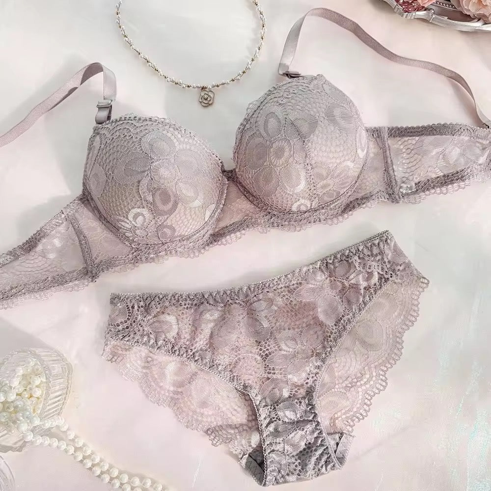 Lime Watch Elegant Lace Lingerie Set – Luxurious Floral Underwired Bra & Panty Set