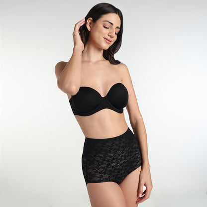 Red Carpet Padded Wired Half Cup Low Coverage Strapless Bra - Beige