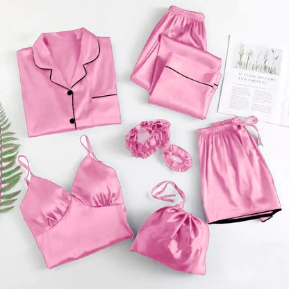 Pink Silk 5Pec night suit 1993200445AACN