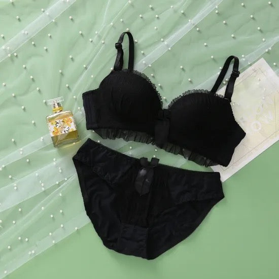 Ruched Frill Bra & Panty Set